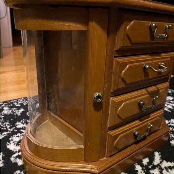 Refinished Medium Blue Floral Jewelry Box / Upcycled Painted Jewelry Box - Picture 10 of 10